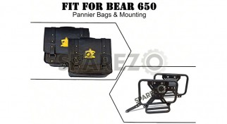 For Royal Enfield Bear 650 Leather Pannier Bags Black With Mounting For Royal Enfield Bear 650 Leather Pannier Bags Black With Mounting